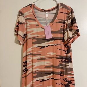 Camo Print Short Sleeve Top